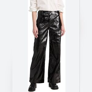 Free People Black Wide Leg Vinyl Pants